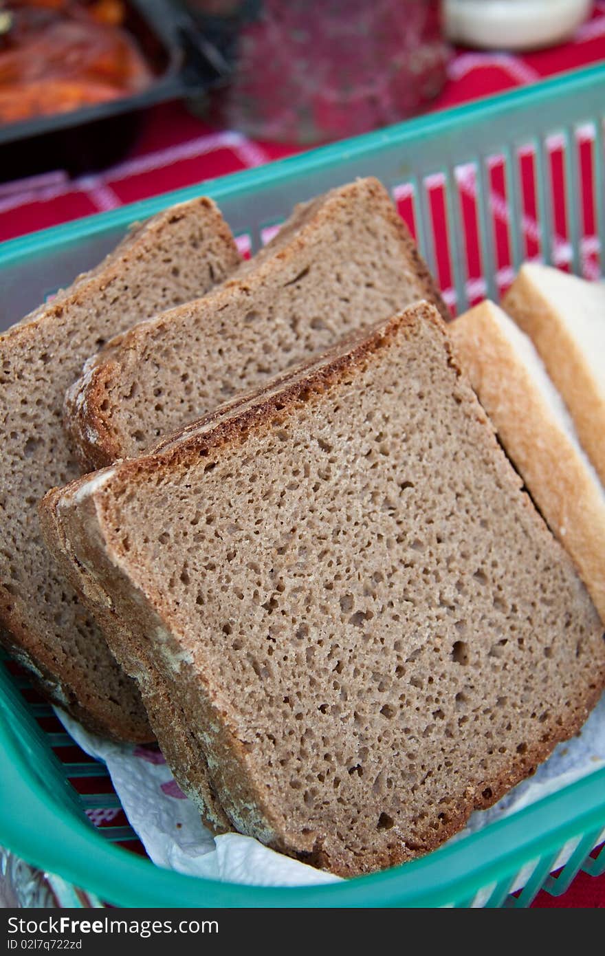 Fresh delicious bread served on a basked. Fresh delicious bread served on a basked