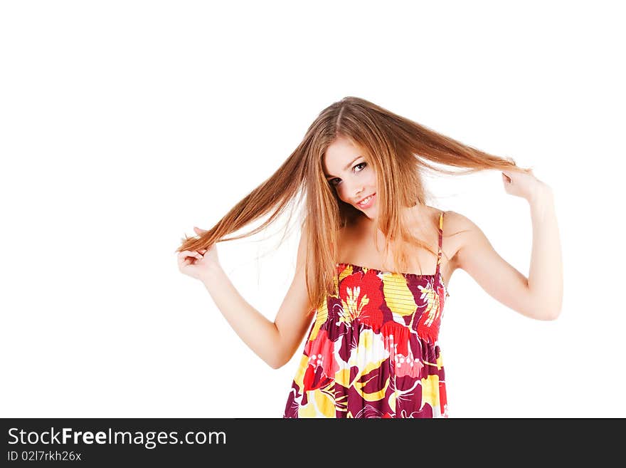 Pretty Alluring Young Girl In Dress