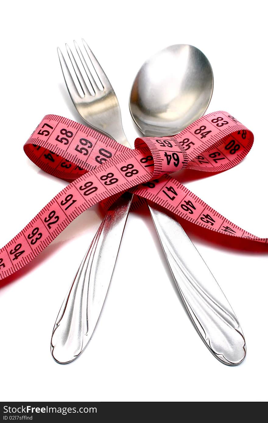 Spoon Fork And Ribbon For Measuring Diet