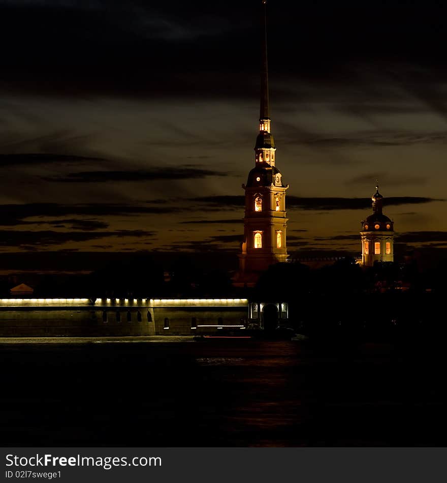 Petropavlovskya Fortress at the night