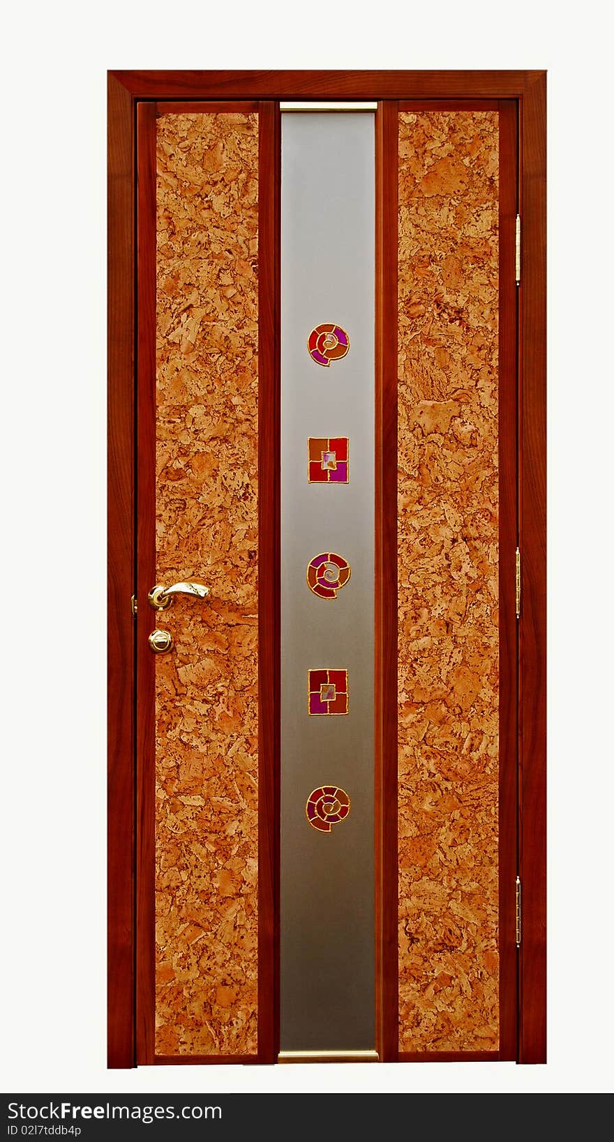 Interior wooden door with decorative trim