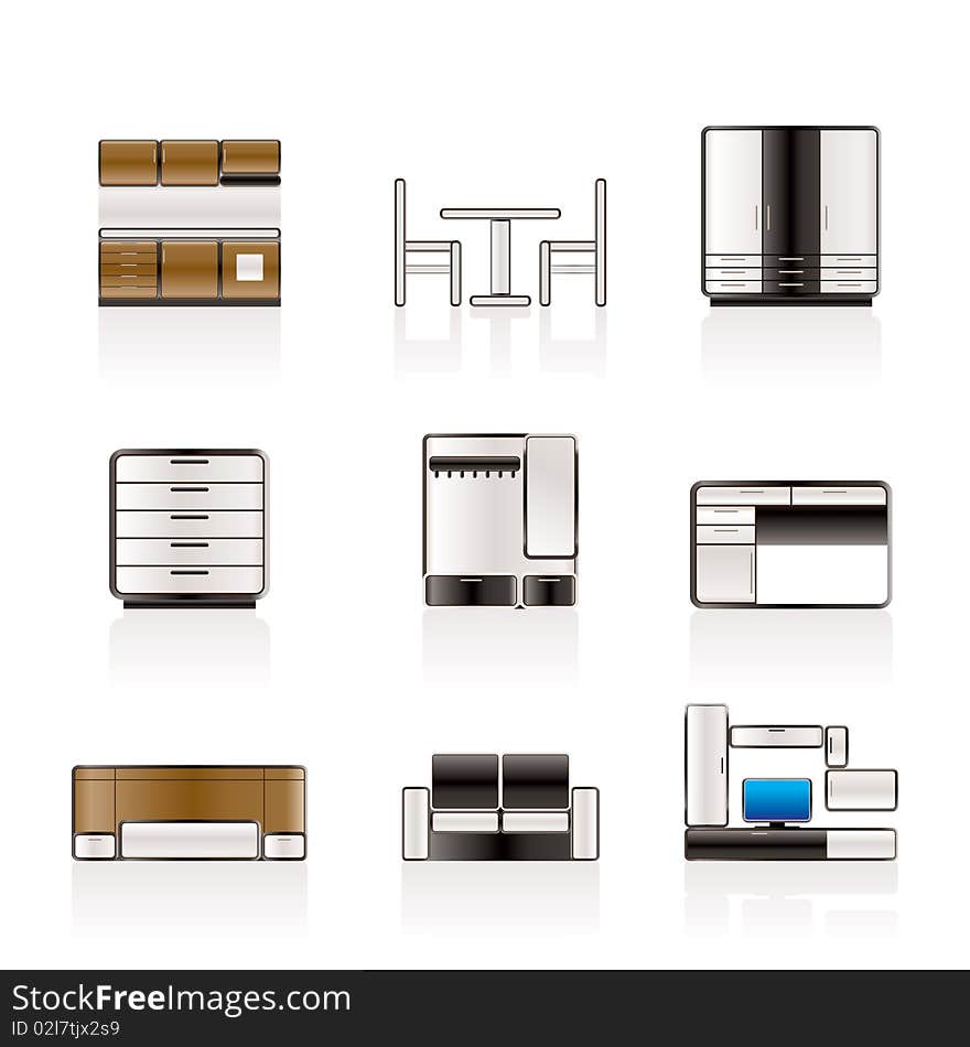 Furniture and furnishing icons -  icon set