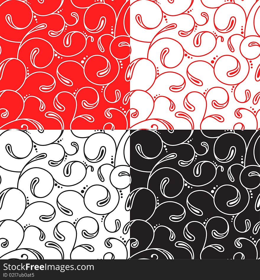 Abstract floral seamless pattern set