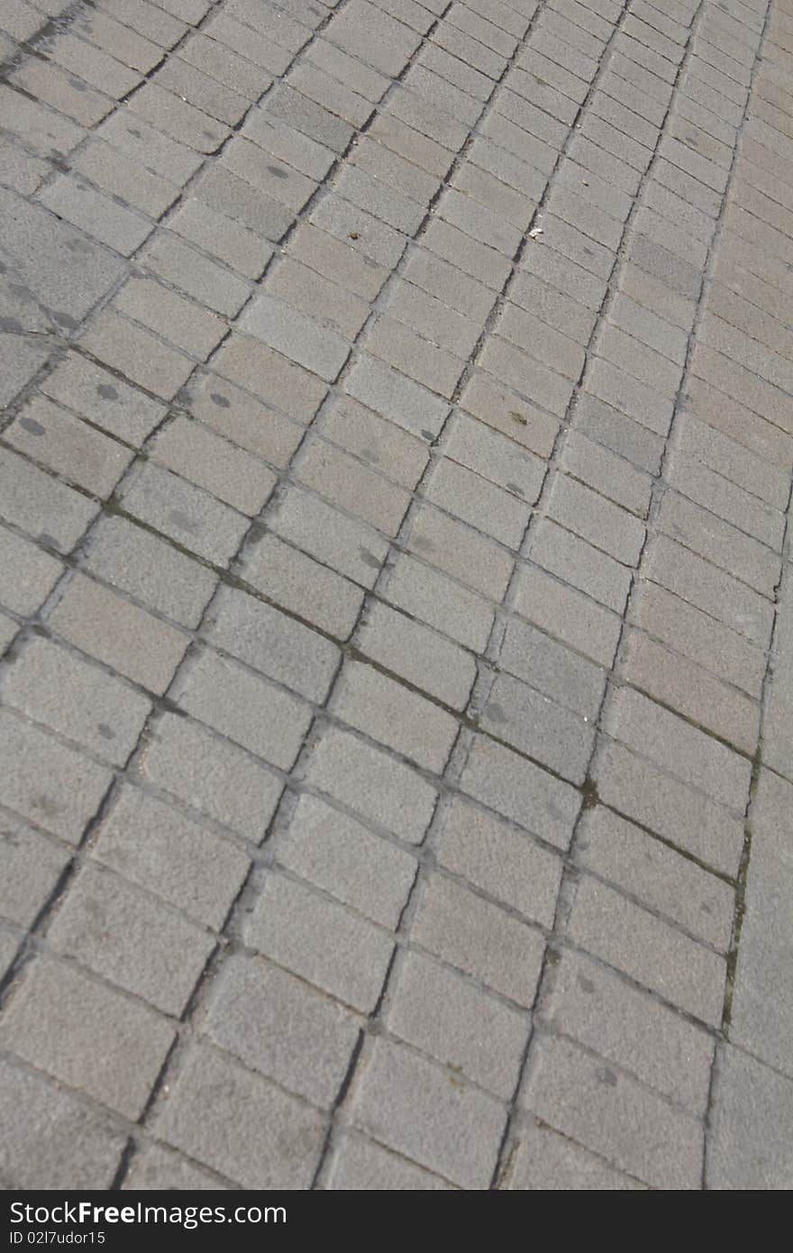 Pedestrian paved and cobbled walkway. Pedestrian paved and cobbled walkway