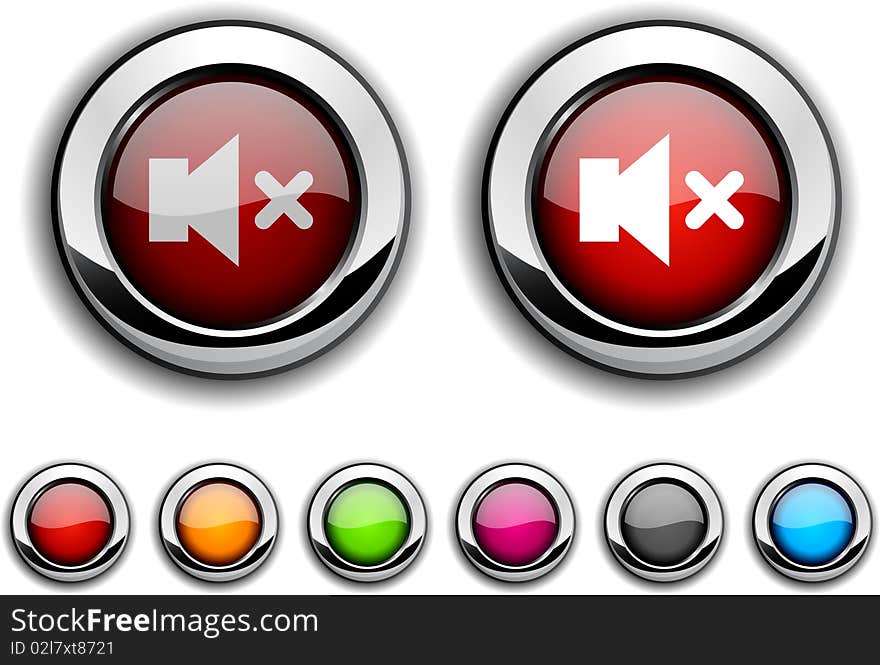 Mute realistic buttons. Set of illustration. Mute realistic buttons. Set of illustration.