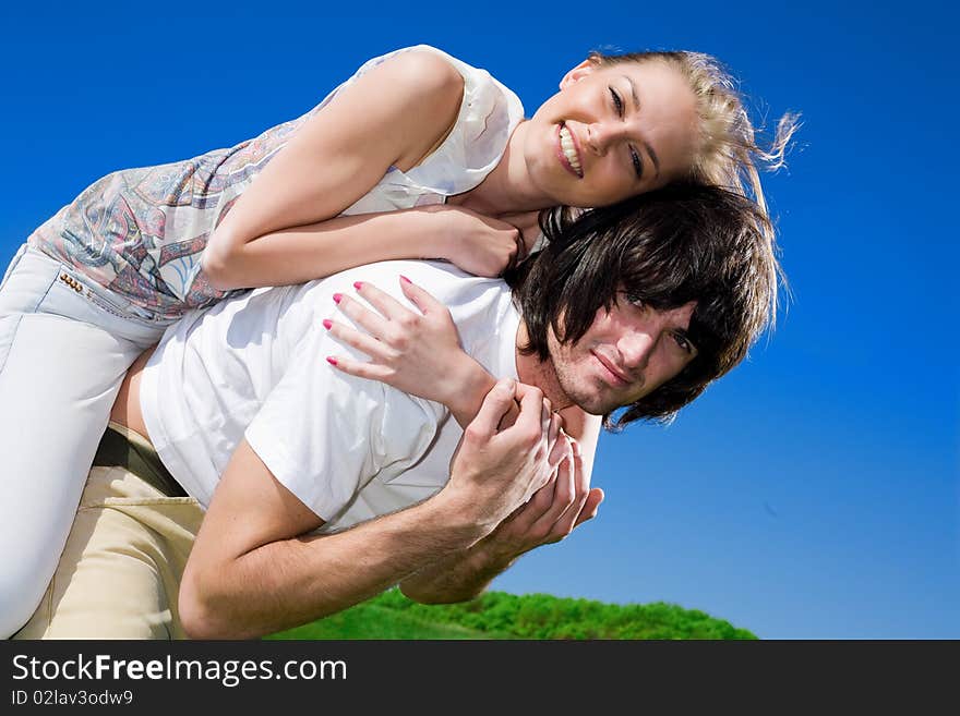 Boy and long-haired girl with smile