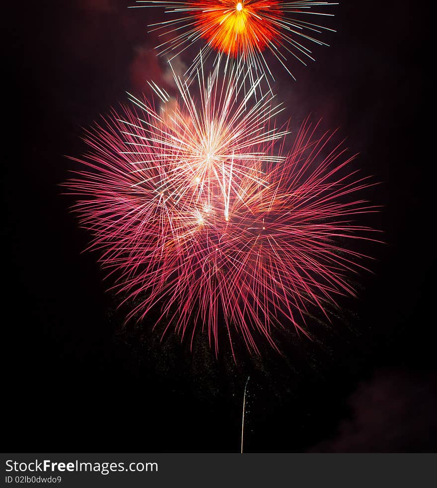 Bright colorful fireworks against a black sky