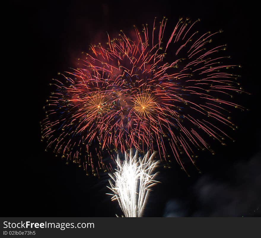 Bright colorful fireworks against a black sky