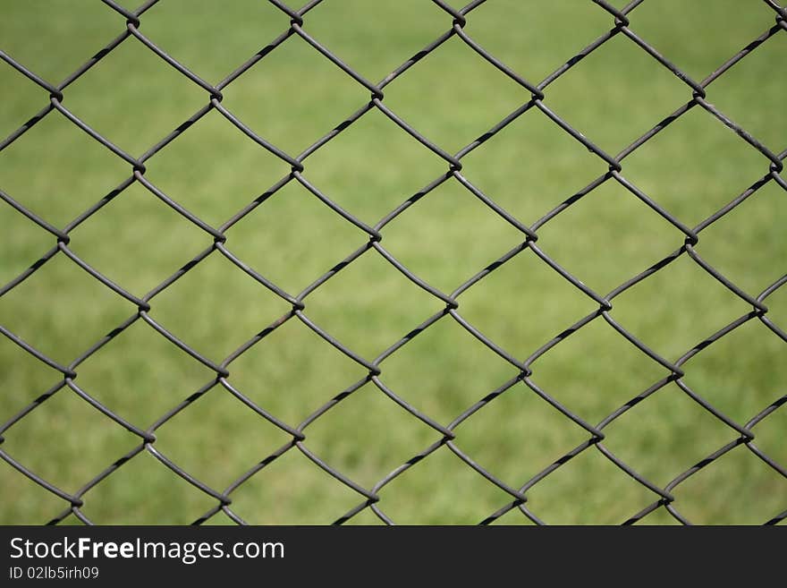 Metal Grid On A Green Background