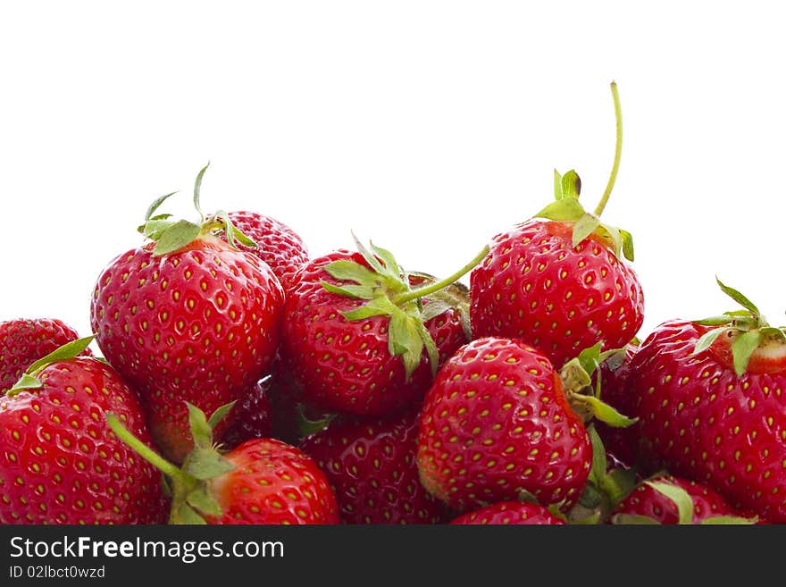 Strawberries isolated on white close-up