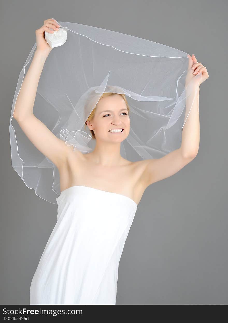 Young Beautiful Bride Covered In Veil