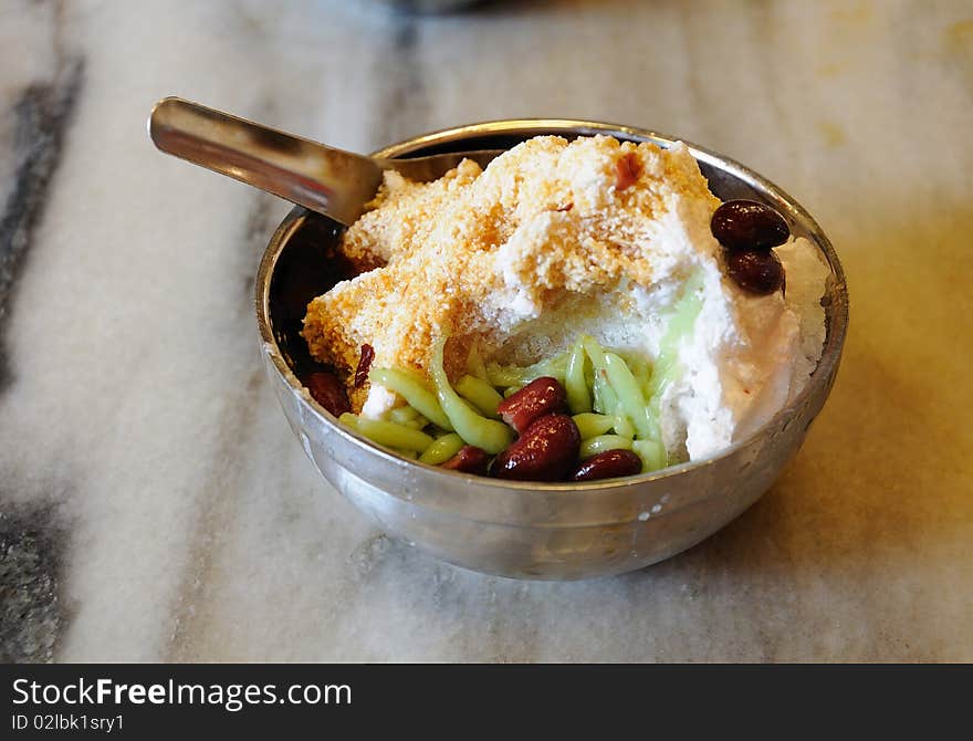 Candol, Malaysian desert with shaved ice and coconut milk. Candol, Malaysian desert with shaved ice and coconut milk