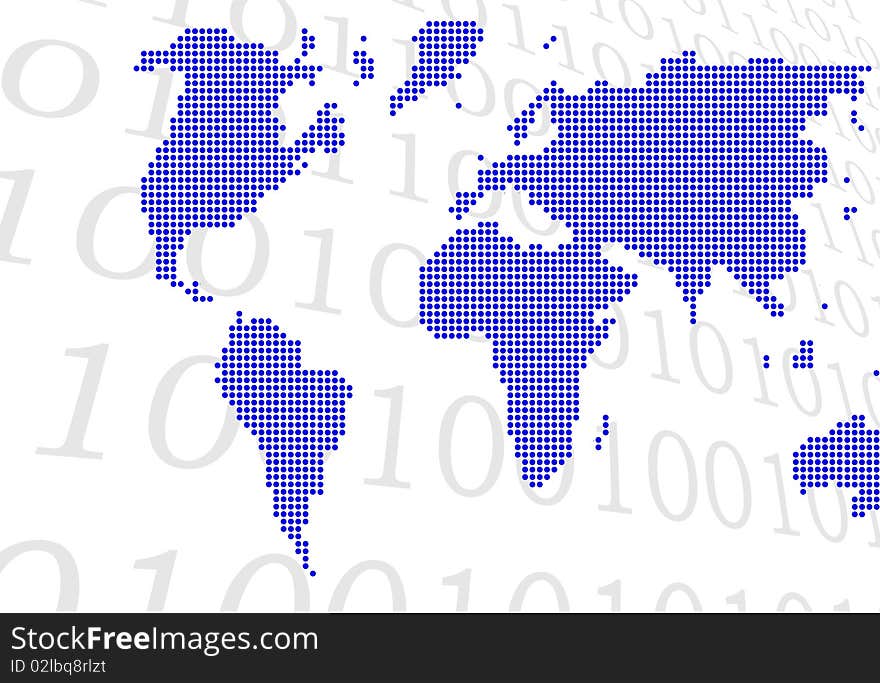 Outlines continent on background of the numerals