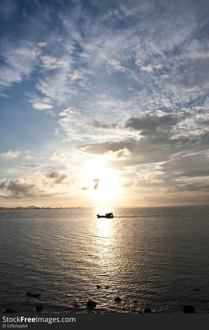 Sunrise on Thai sea at viewpoint image. Sunrise on Thai sea at viewpoint image