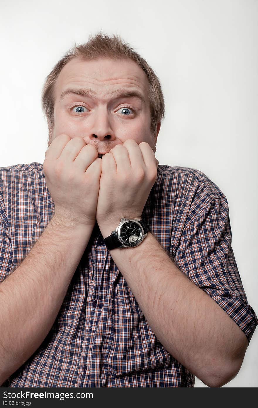 Shocked Man A Shirt In Cell