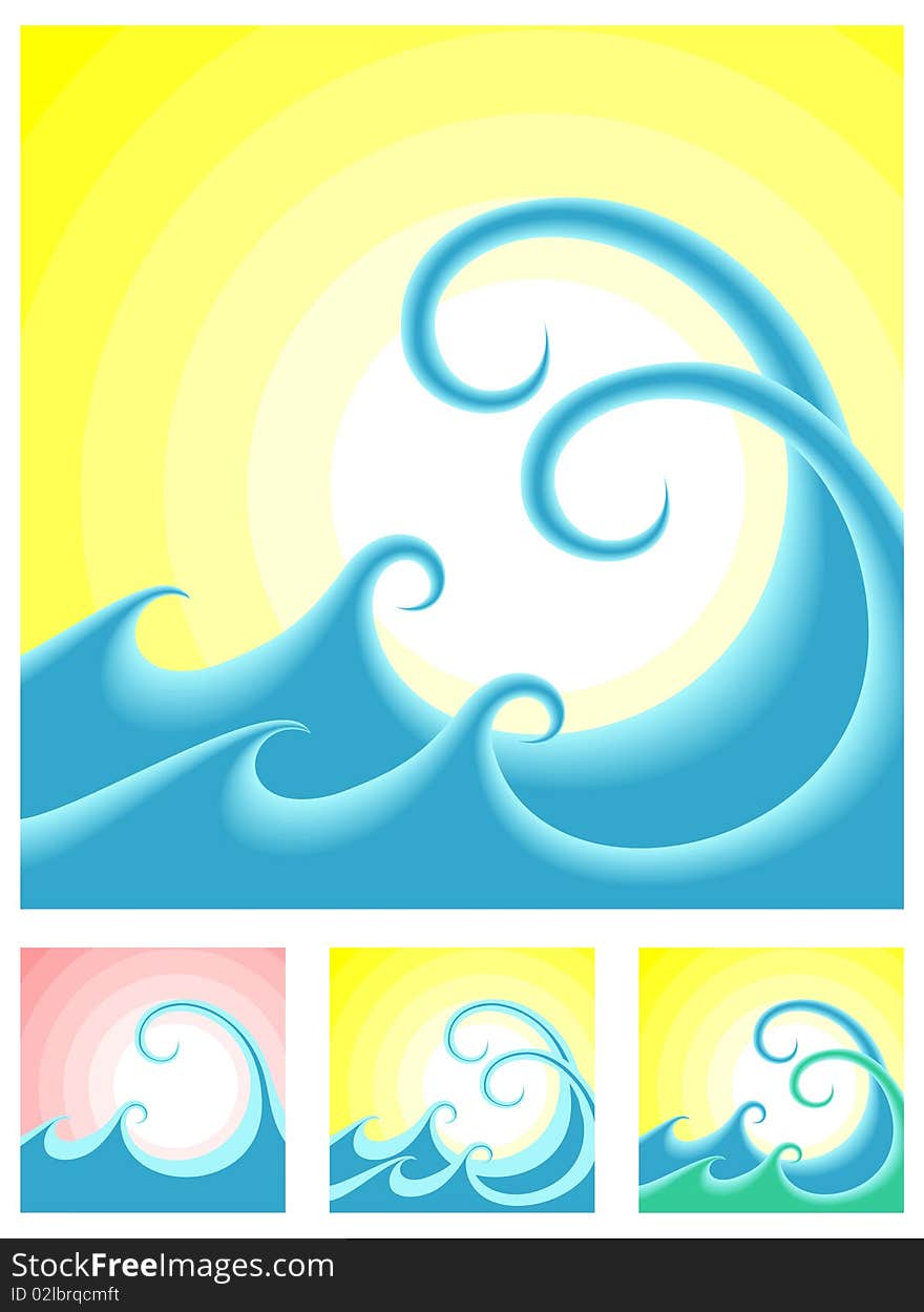 The Sun And The Sea . Vector abstract illustration. The Sun And The Sea . Vector abstract illustration.