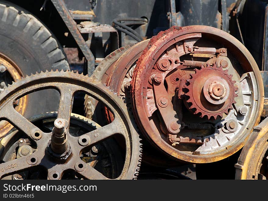 Old rusty gears of the machine and cogs