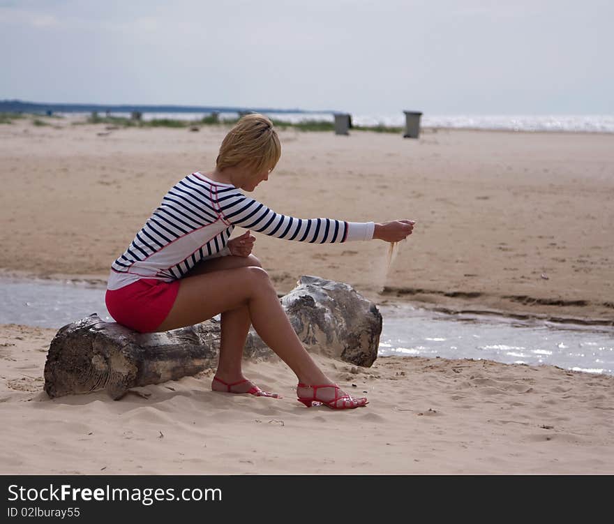 Girl Sea Sky Sand