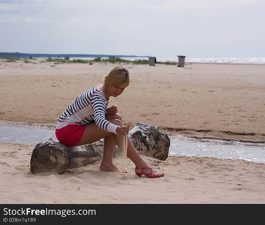 Girl Sea Sky Sand