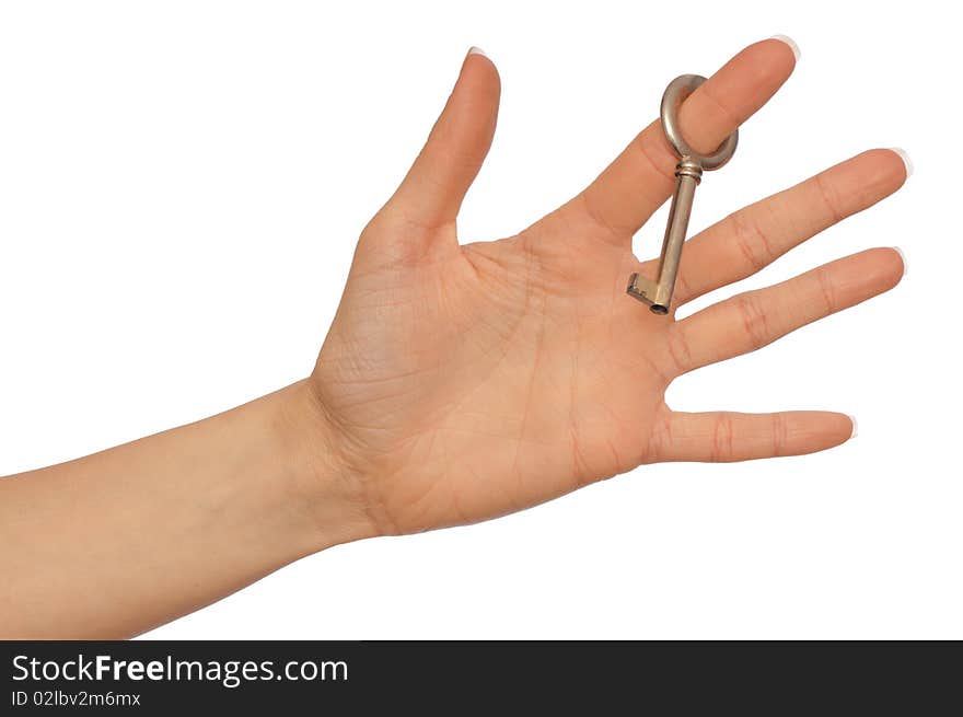 Key from big house in the woman's hand