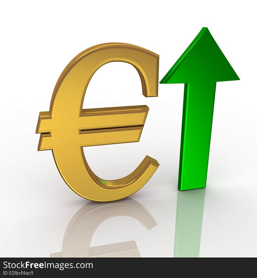 Growth of euro, white background