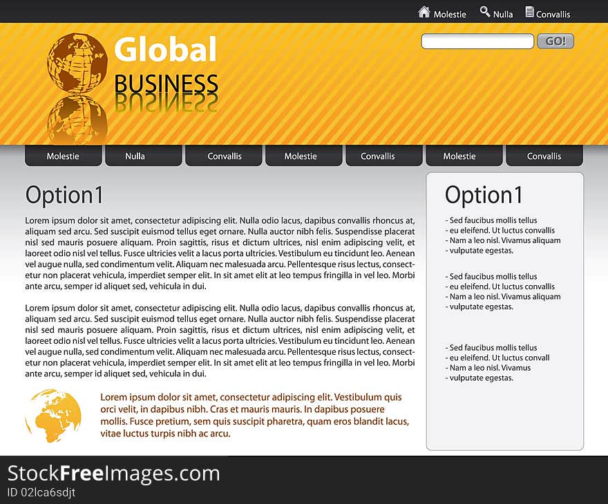 Vector website design template - global business