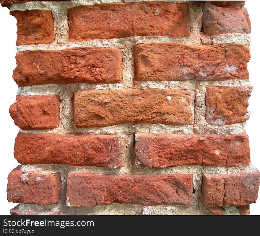 Detail of brick columns in an abandoned church is shown in the picture. Detail of brick columns in an abandoned church is shown in the picture.