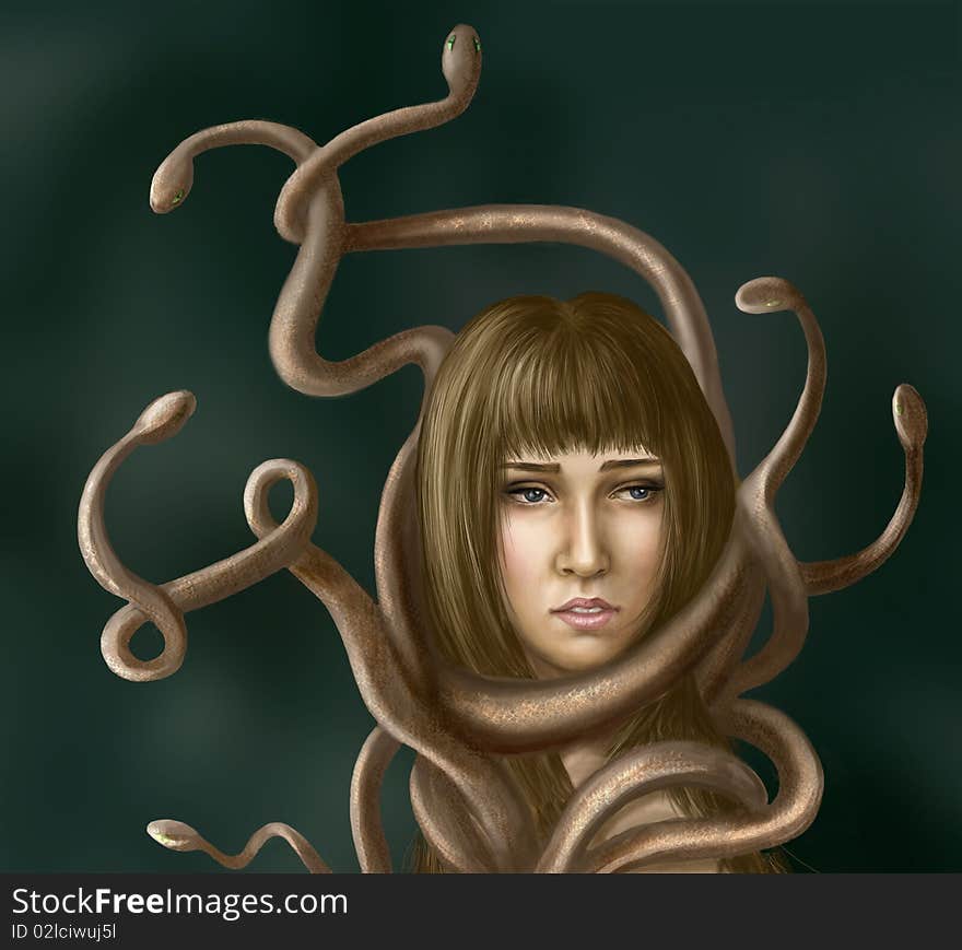 Girl with snakes