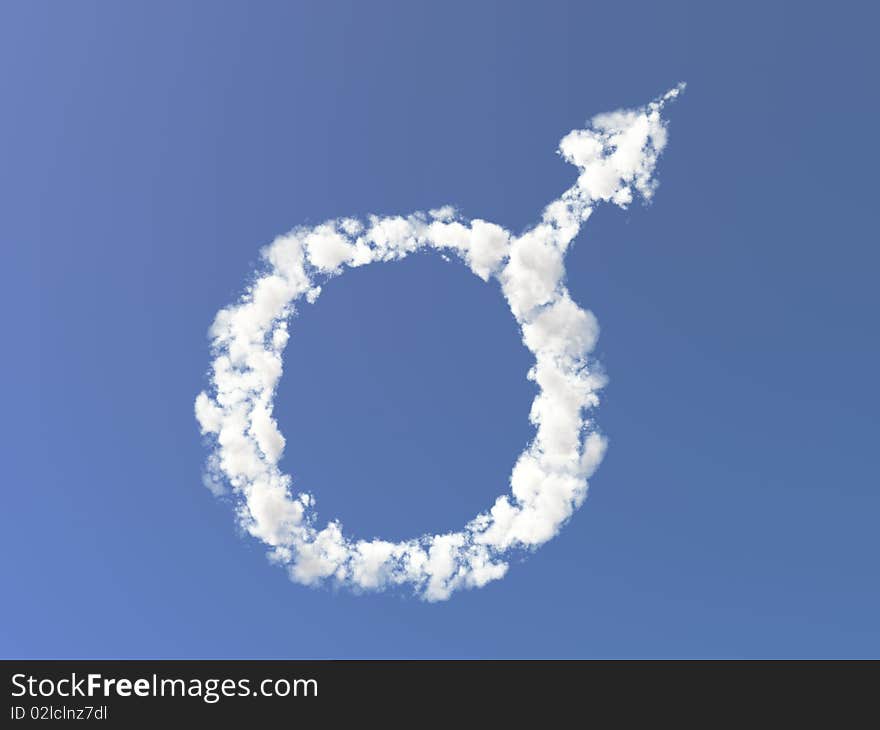 Isolated male symbol from clouds. Isolated male symbol from clouds