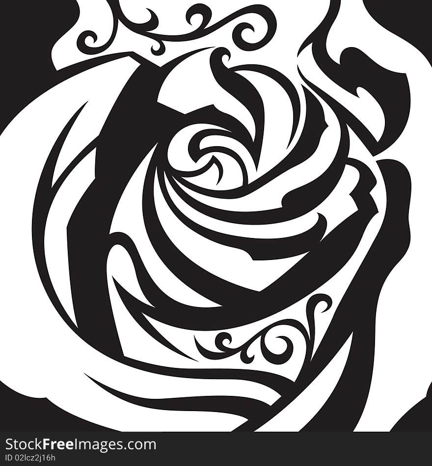 Abstract black rose on a white background. Abstract black rose on a white background