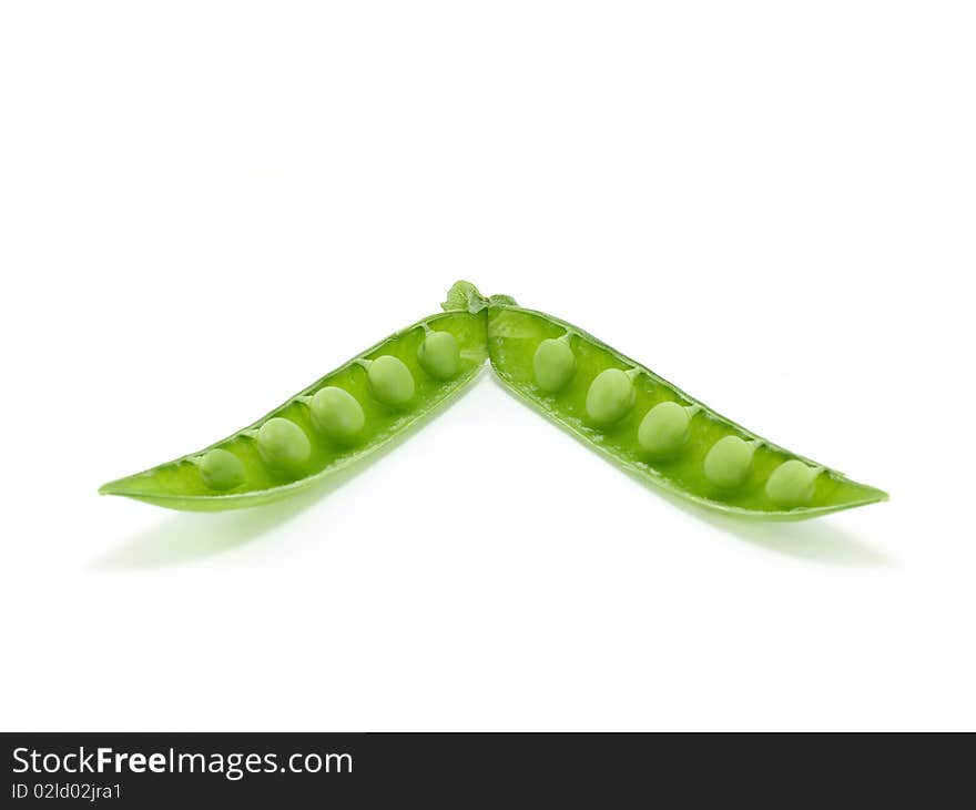 Background of open green pea fruit showing seeds. Background of open green pea fruit showing seeds