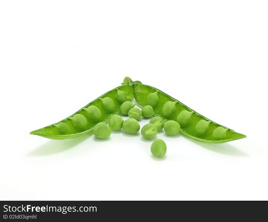 Background of open green pea fruit showing seeds. Background of open green pea fruit showing seeds