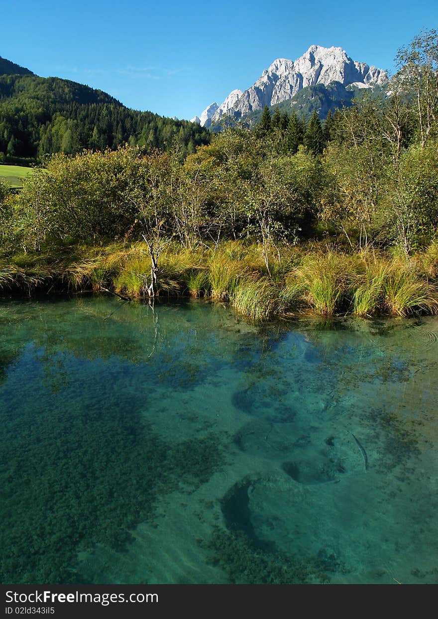 Landscape with the mountain lake