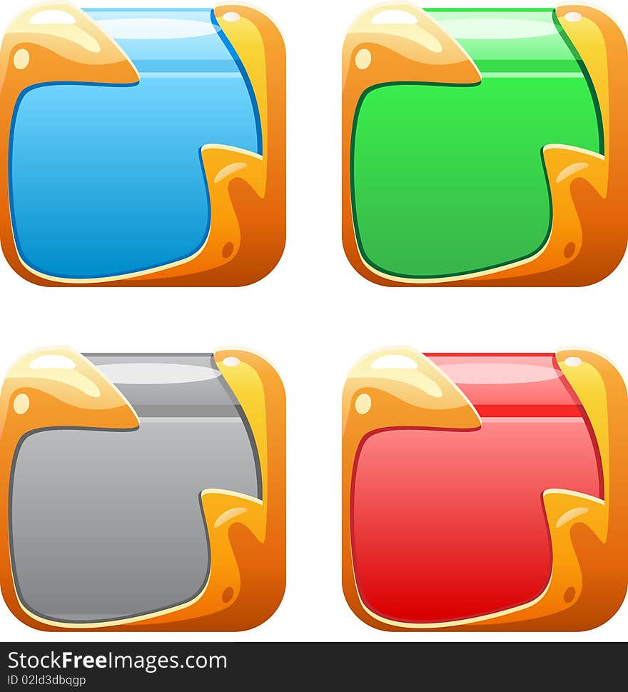 Square buttons of different colors in the shell. Square buttons of different colors in the shell