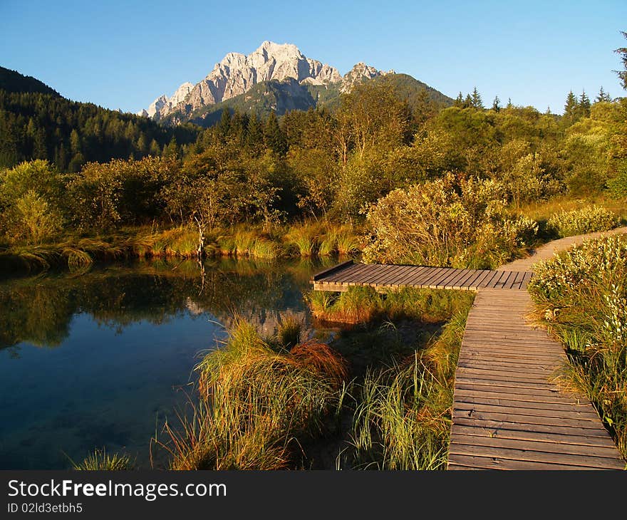 Landscape with the mountain lake