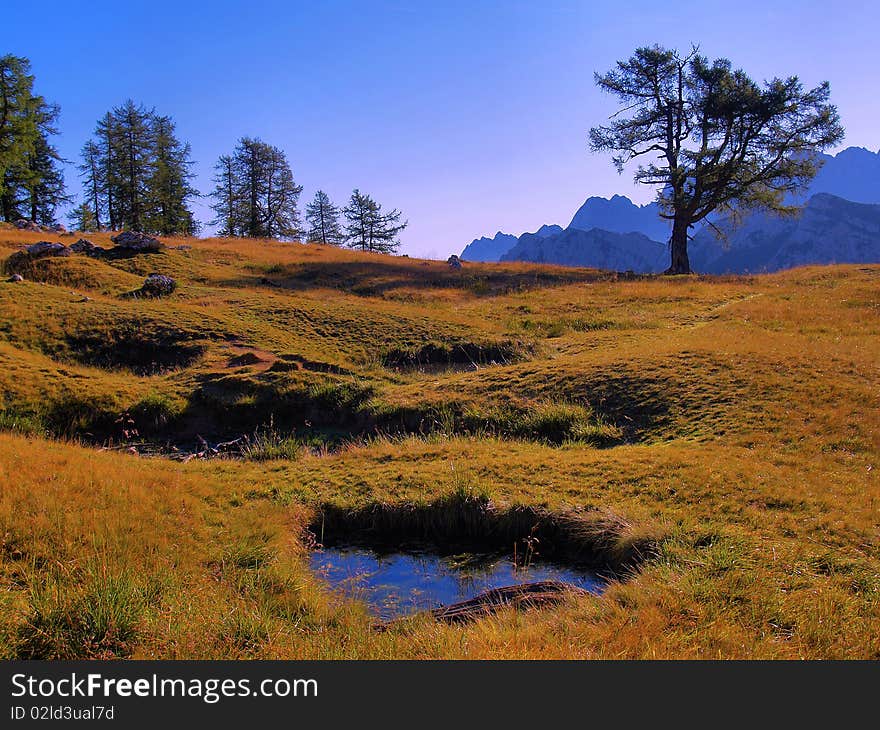 Small lakes on alpine plateau