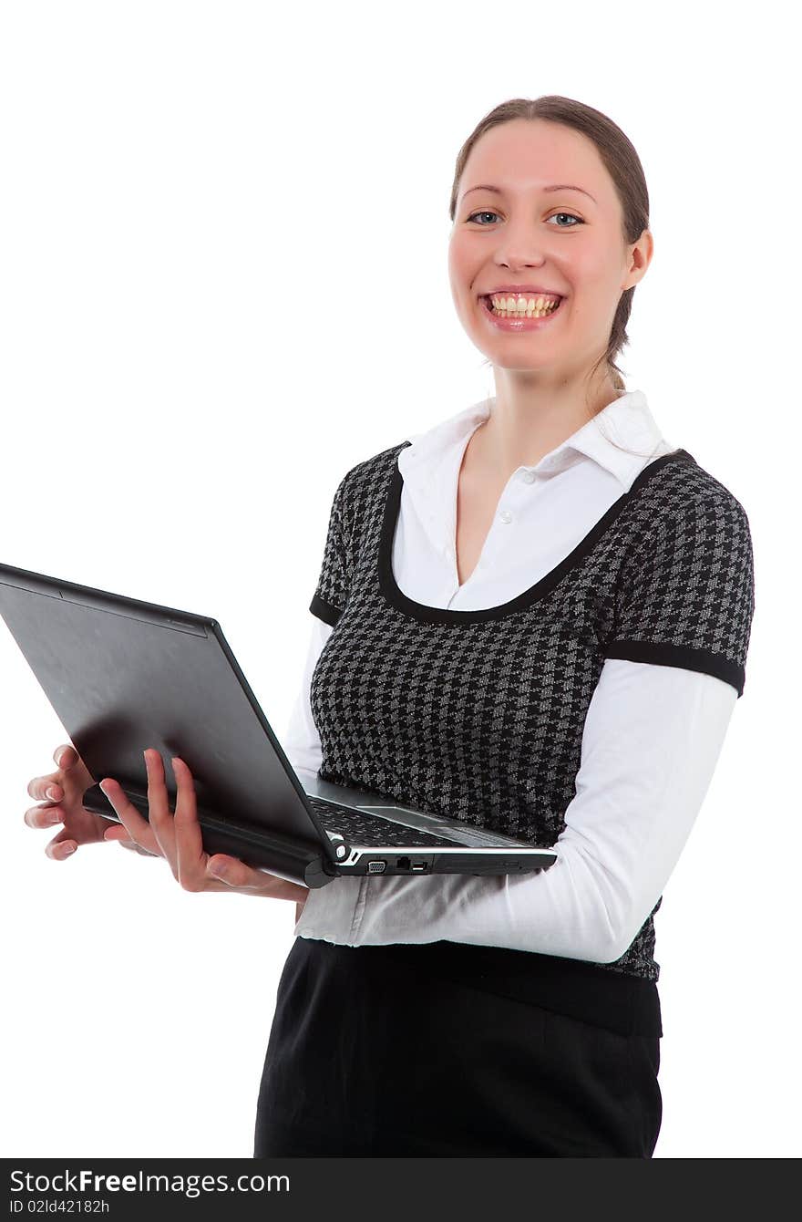 Business woman over white background