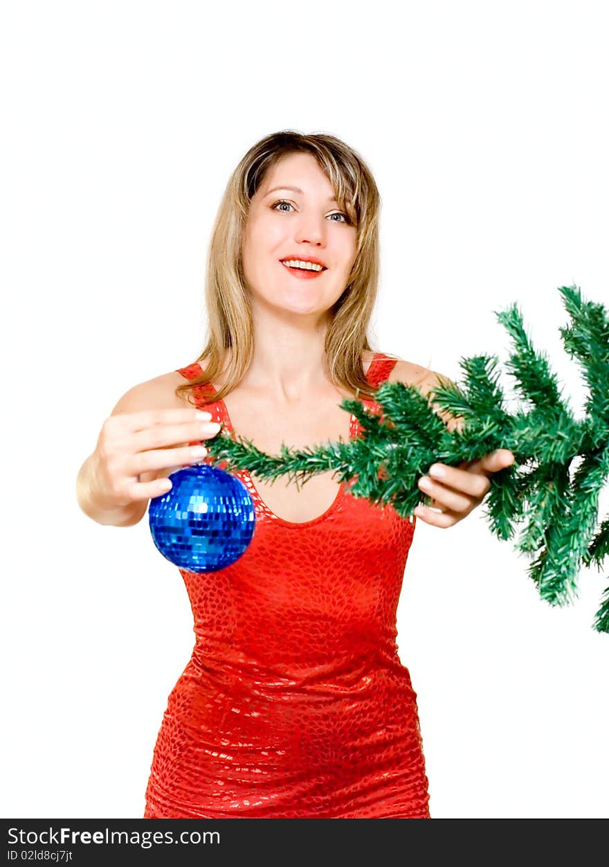 Woman with holiday decoration