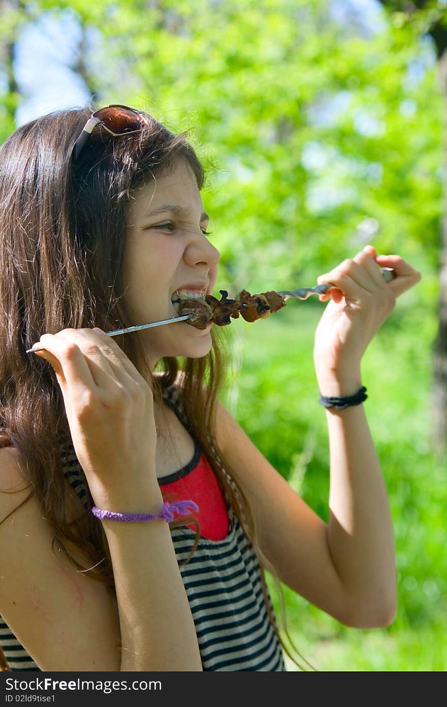 Lovely teen girl outdoor at summer