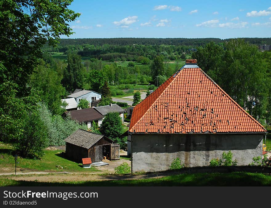 Kandava, photographed from castle ruins.