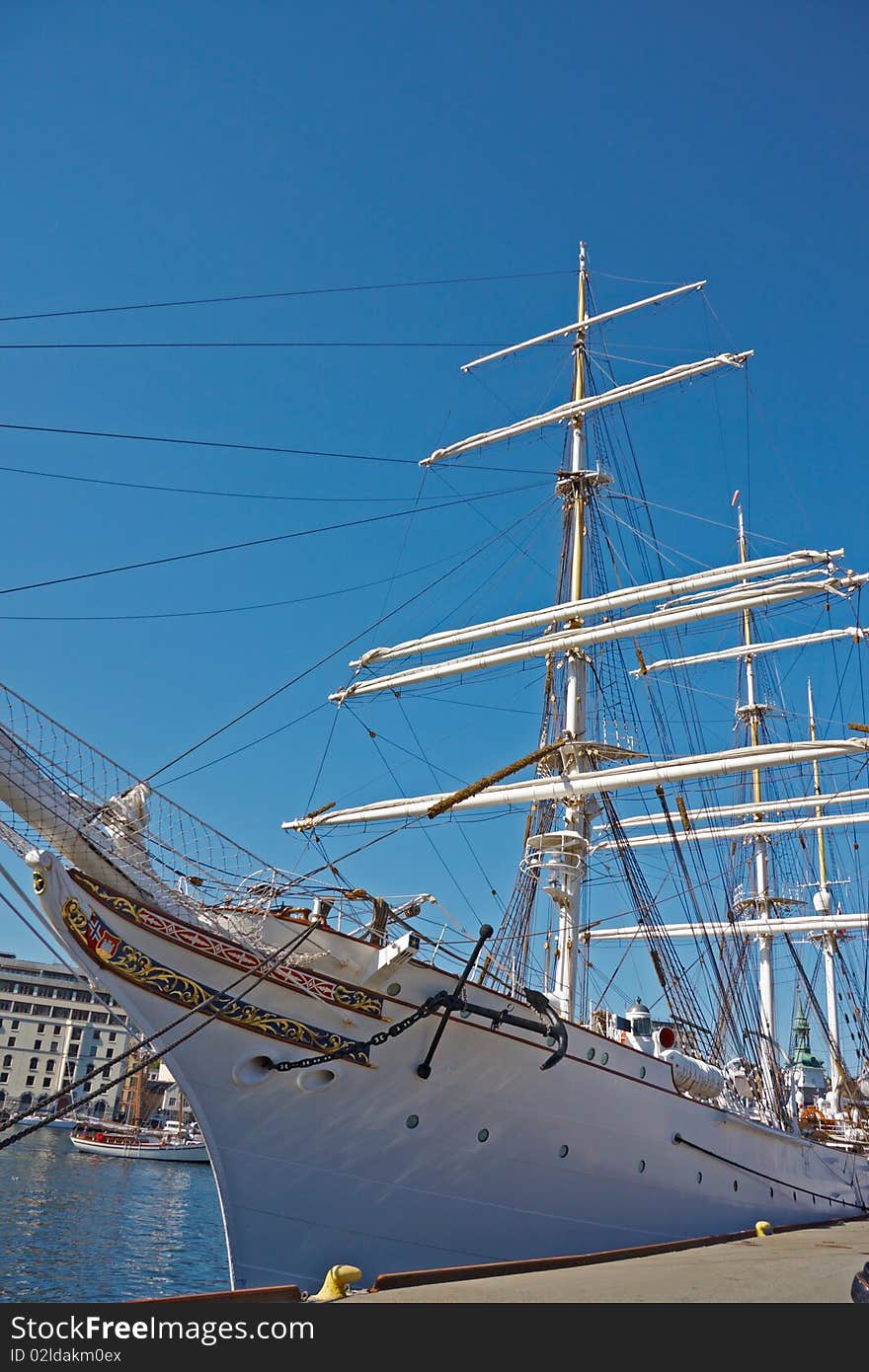 Sailboat  in an harbour ,image was taken in Bergen Norway