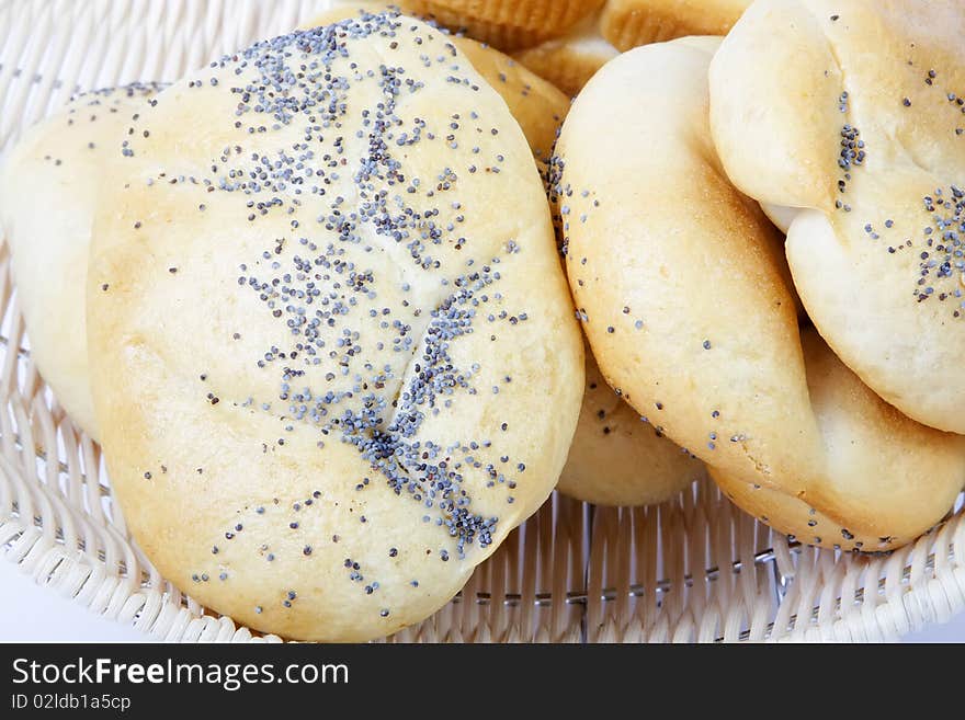 Bread rolls in basket