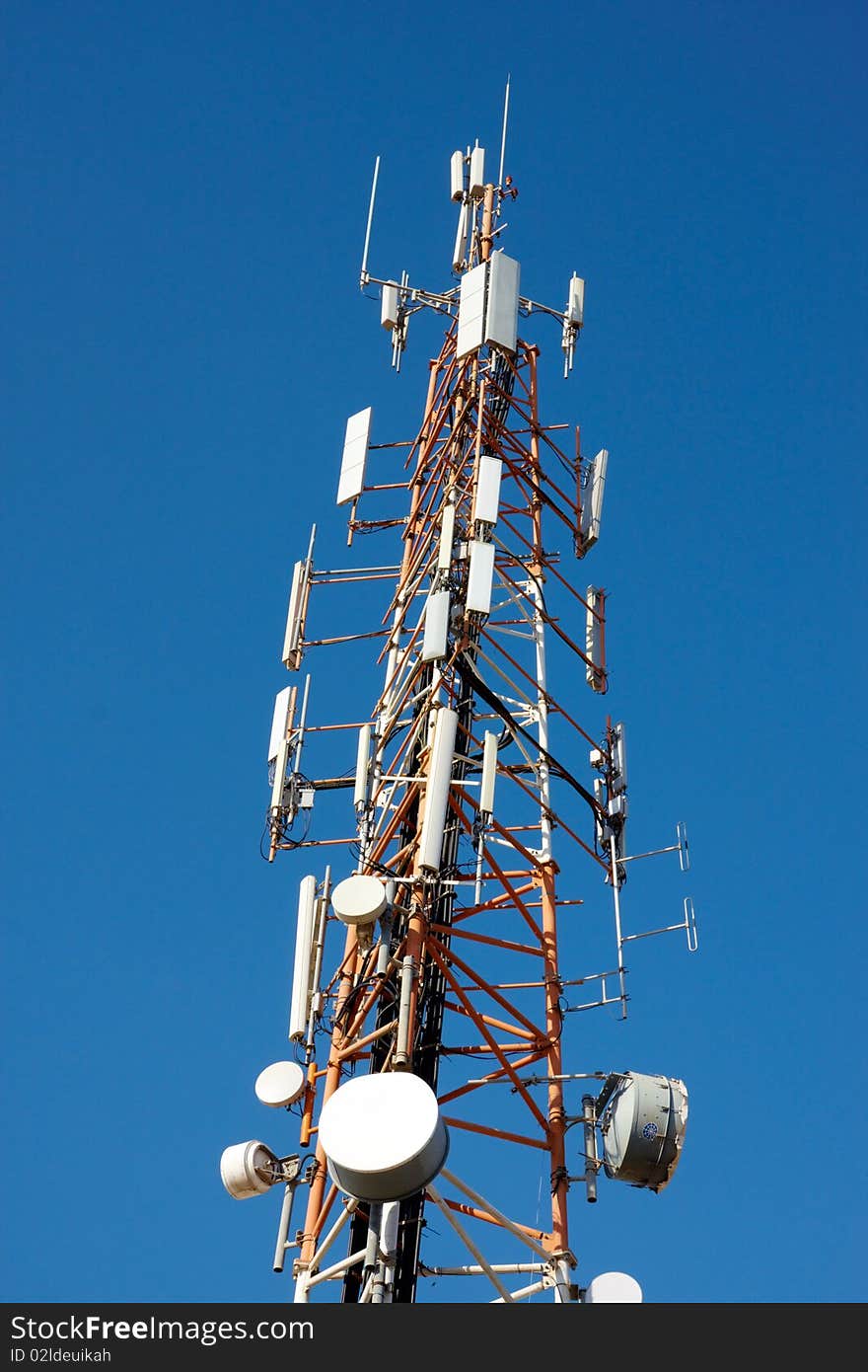 Communication device tower  with receiving dishes on it