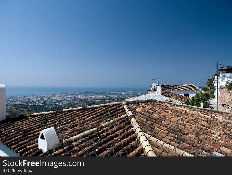 The roofs of the old city. Spain.