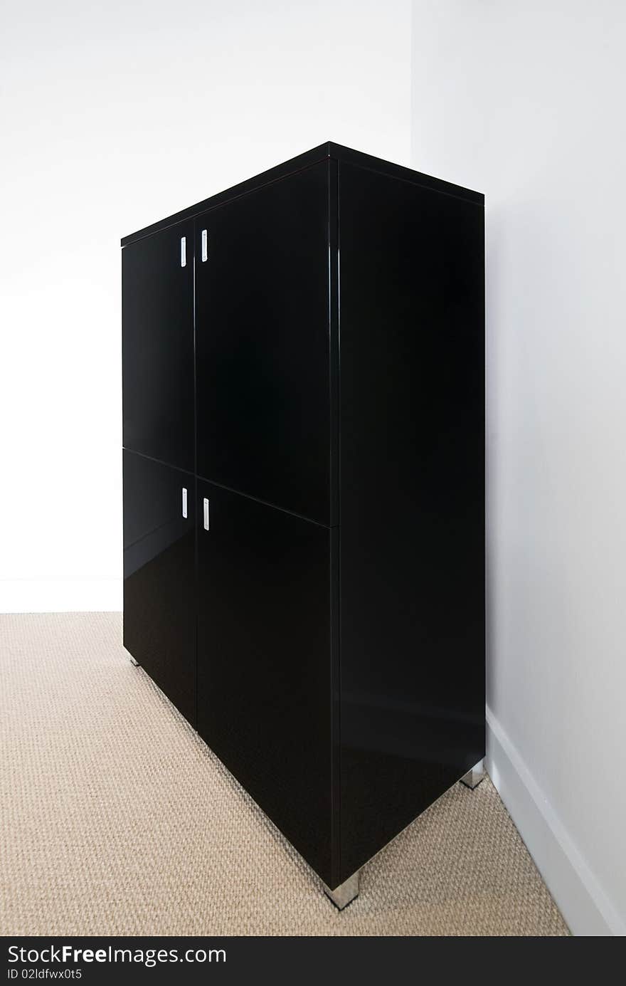 Black wooden cabinet isolated