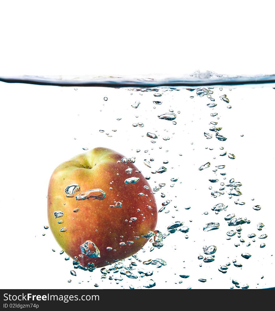 Apple splash in water