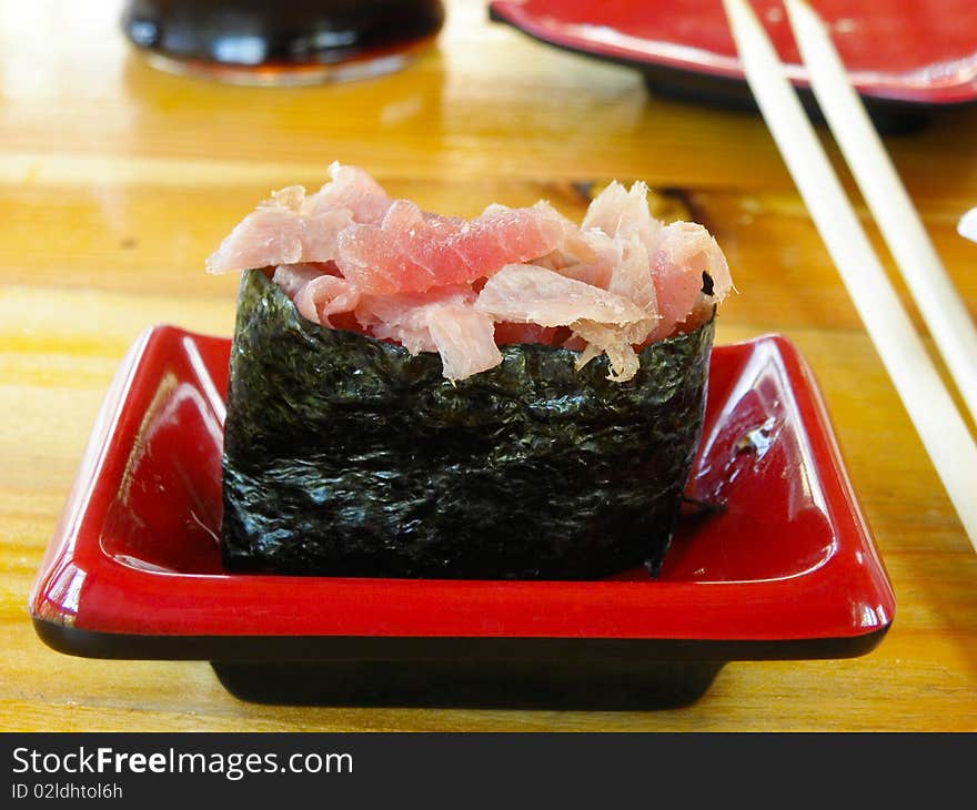 Traditional Japanese food in the plate