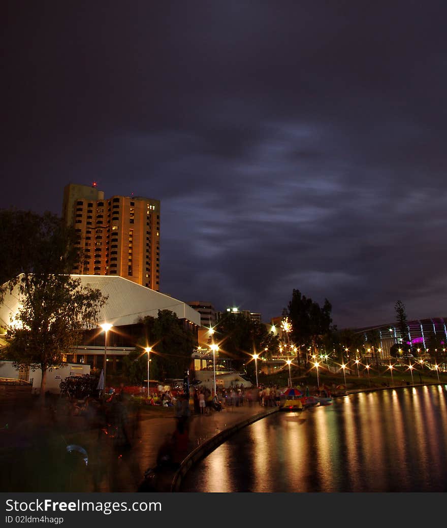 Storm Clouds Over Torrens River In Adelaide, South Australia. Storm Clouds Over Torrens River In Adelaide, South Australia