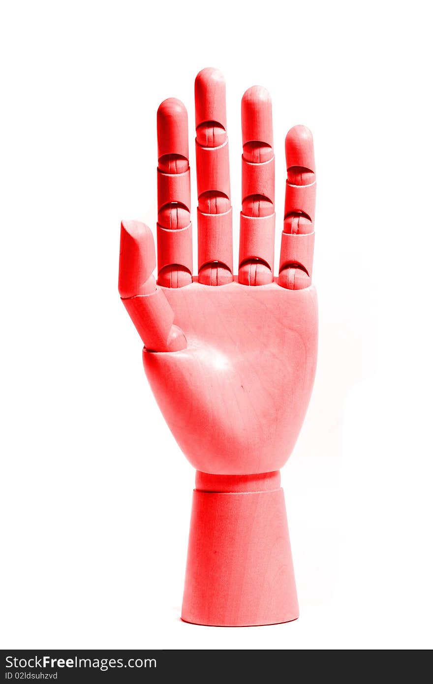 Shot of dummy wooden hand isolated