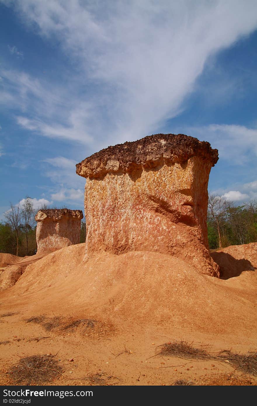 Nice soil column from soil erosion, Phae Mueang Phee forest park Thailand. Nice soil column from soil erosion, Phae Mueang Phee forest park Thailand